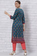 Green LIVA Straight Kurta image number 4